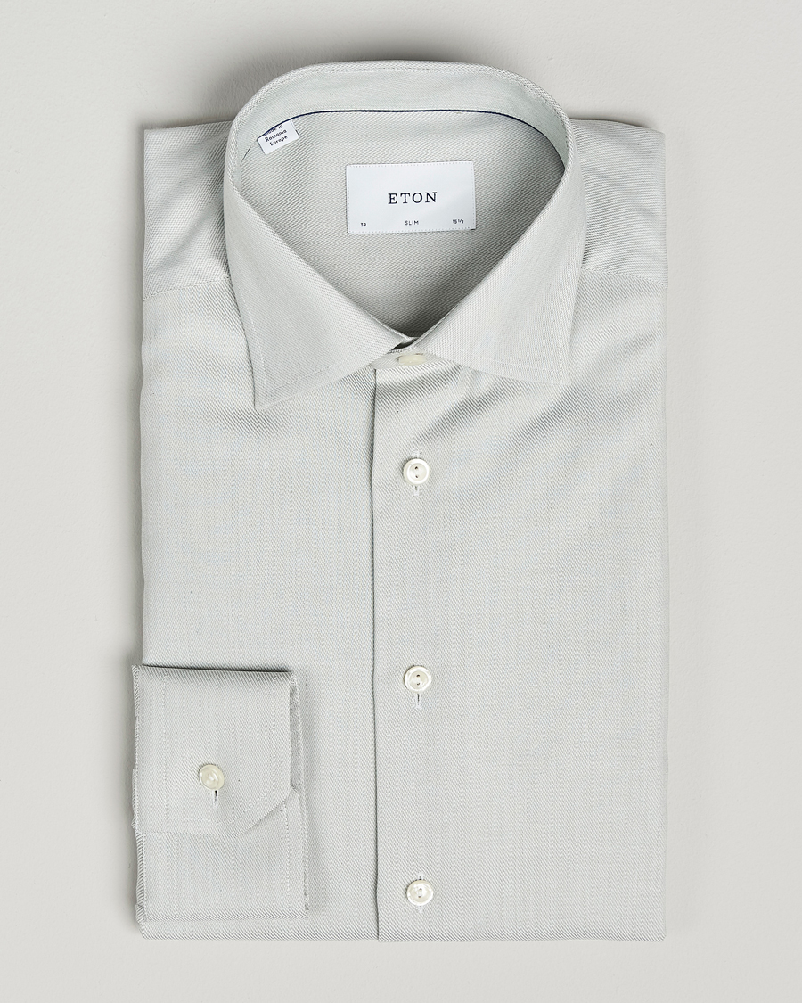 Homme | Chemises | Eton | Slim Fit Fine Twill Shirt Light Green Melange