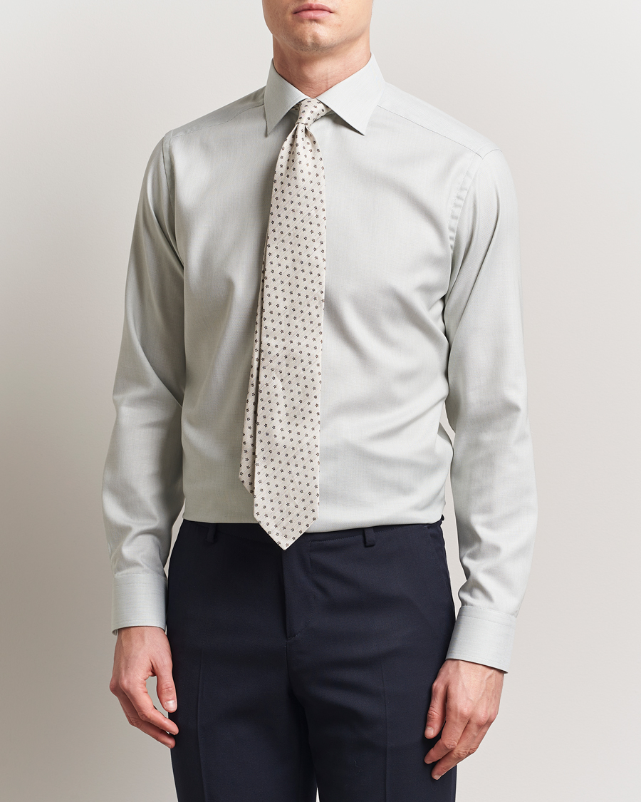 Homme | Chemises | Eton | Slim Fit Fine Twill Shirt Light Green Melange