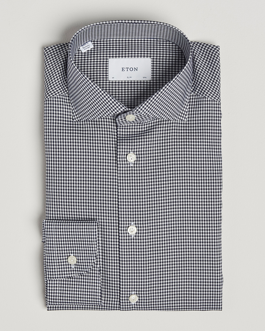 Homme | Chemises | Eton | Slim Fit Checked Signature Shirt Dark Blue/White