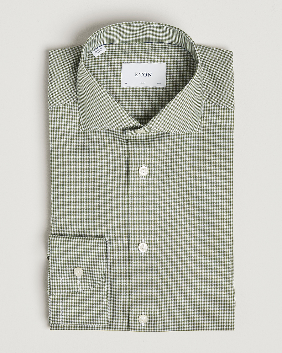 Homme | Chemises | Eton | Slim Fit Checked Signature Shirt Green/White