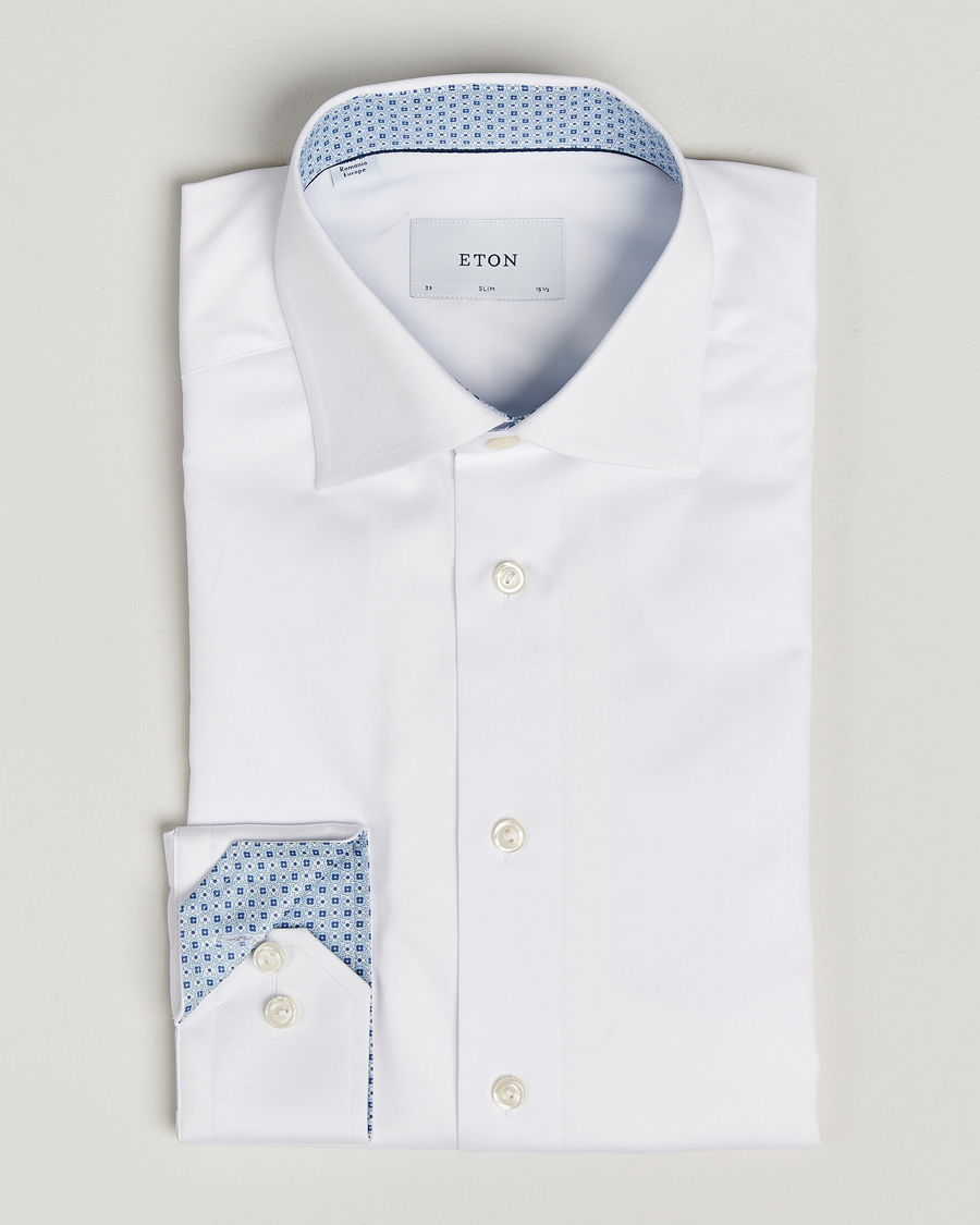 Homme | Chemises | Eton | Slim Fit Signature Twill Contrast Shirt White