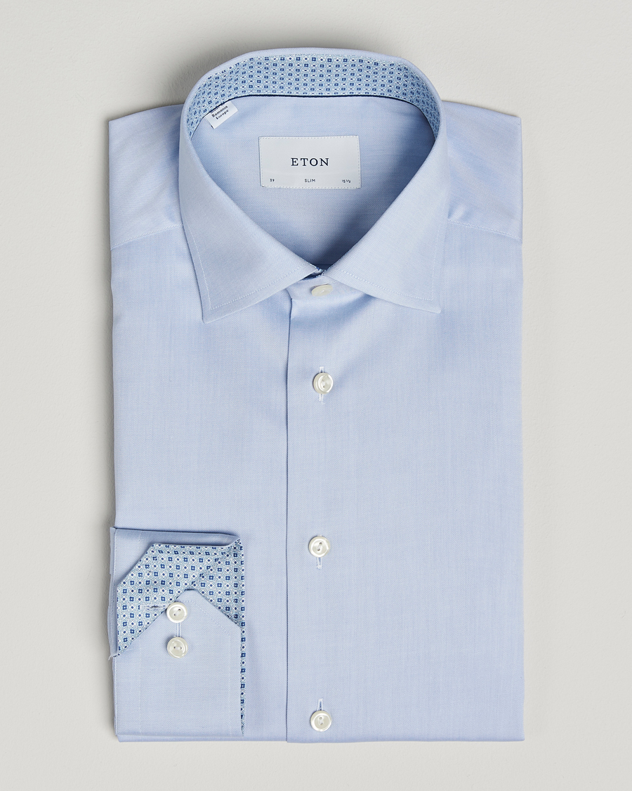 Homme | Chemises | Eton | Slim Fit Signature Twill Contrast Shirt Light Blue