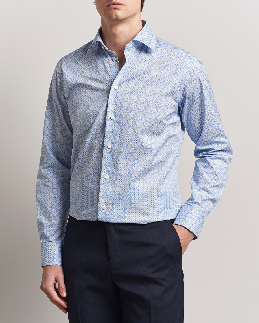 Homme | Chemises | Eton | Slim Fit Signature Twill Printed Shirt Light Blue