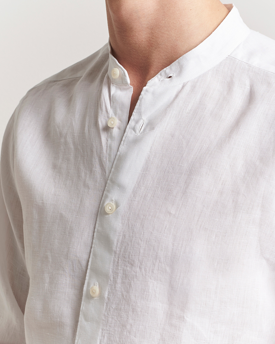 Homme | Chemises | Eton | Slim Fit Linen Band Collar Shirt White
