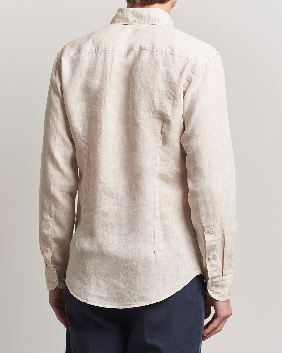 Homme | Chemises | Eton | Slim Fit Linen Button Down Shirt Beige
