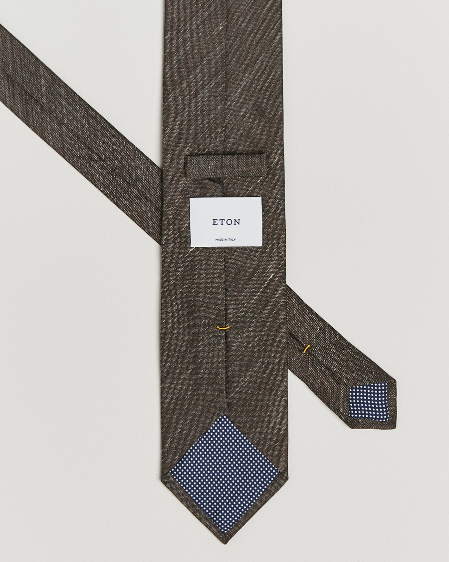 Homme | Eton Silk/Linen Tie Brown | Eton | Silk/Linen Tie Brown