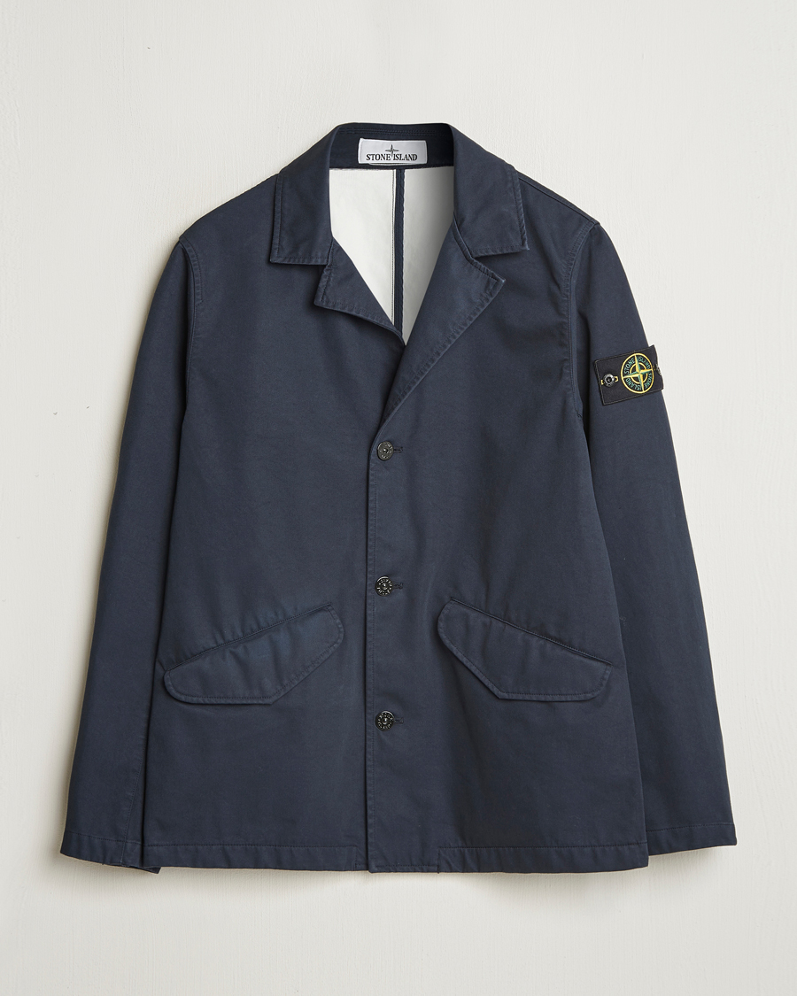Homme | Manteaux Et Vestes | Stone Island | Raso Gommato 3L Cotton Blazer Jacket Navy Blue