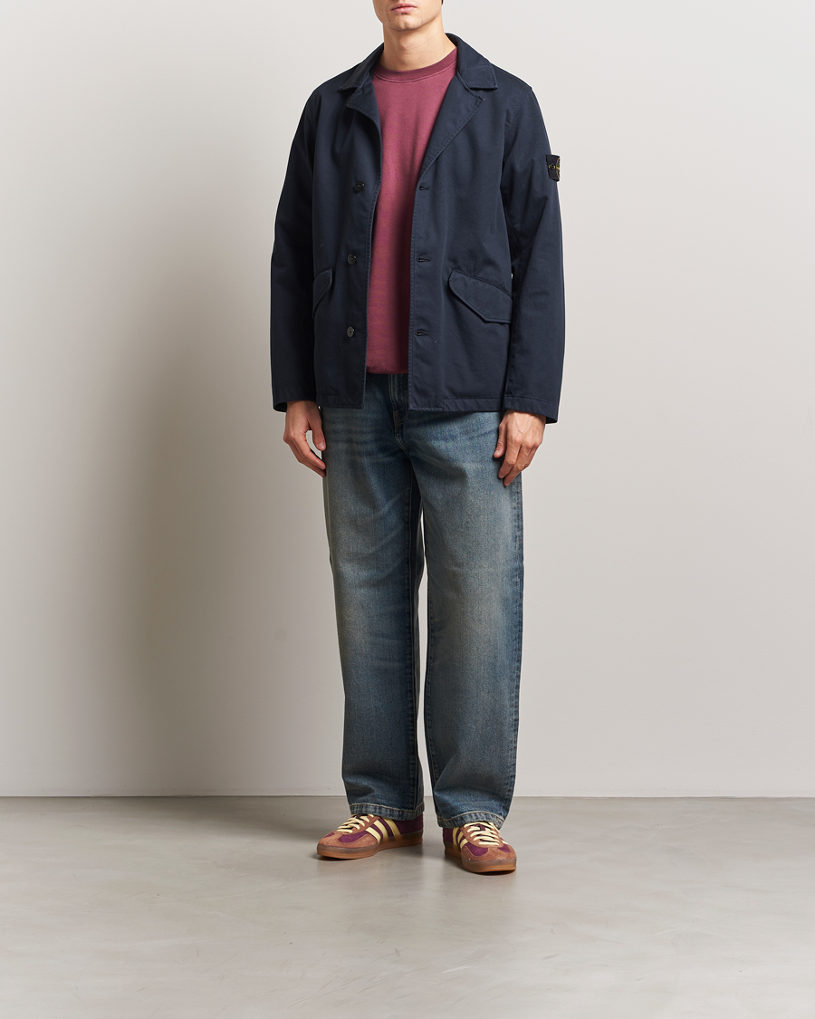 Homme | Manteaux Et Vestes | Stone Island | Raso Gommato 3L Cotton Blazer Jacket Navy Blue