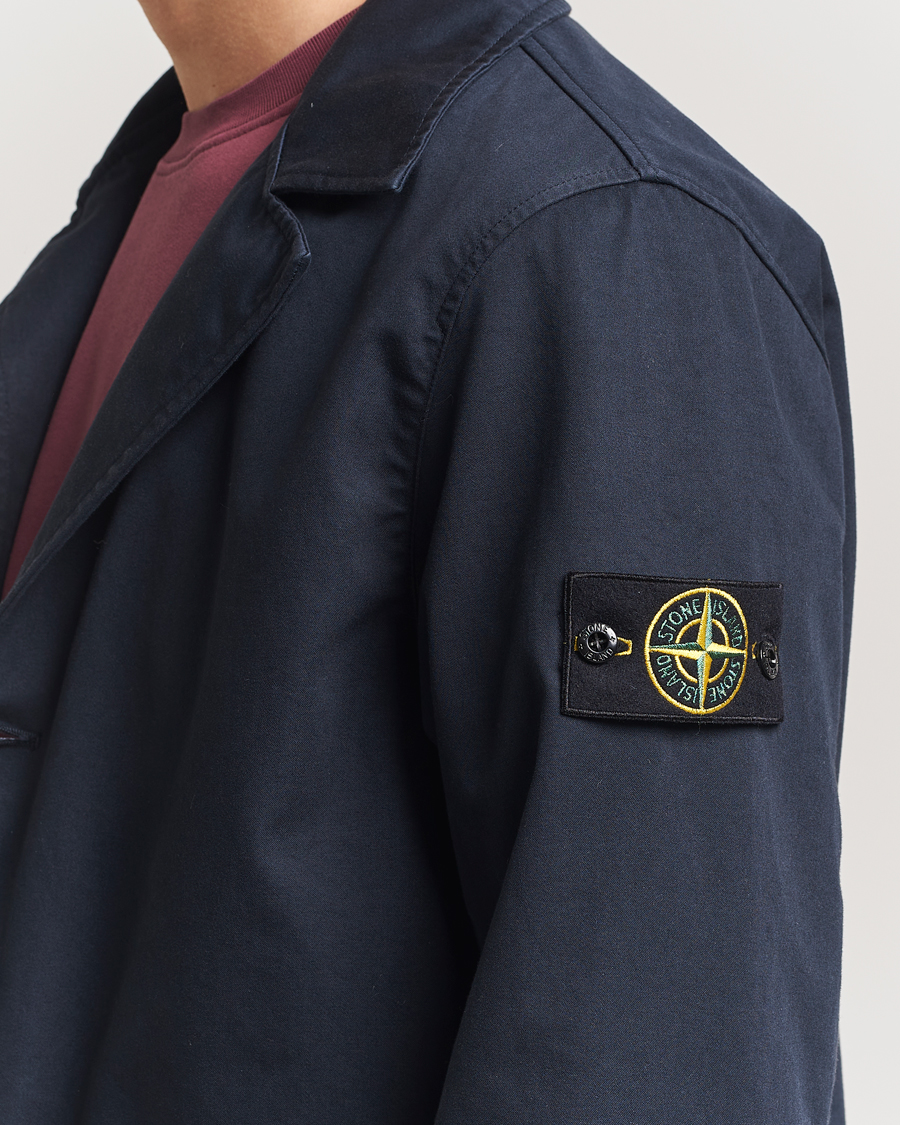 Homme | Manteaux Et Vestes | Stone Island | Raso Gommato 3L Cotton Blazer Jacket Navy Blue