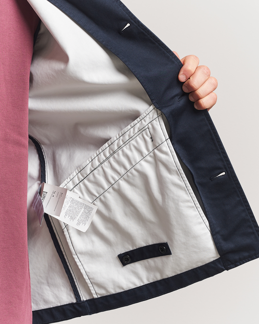 Homme | Manteaux Et Vestes | Stone Island | Raso Gommato 3L Cotton Blazer Jacket Navy Blue