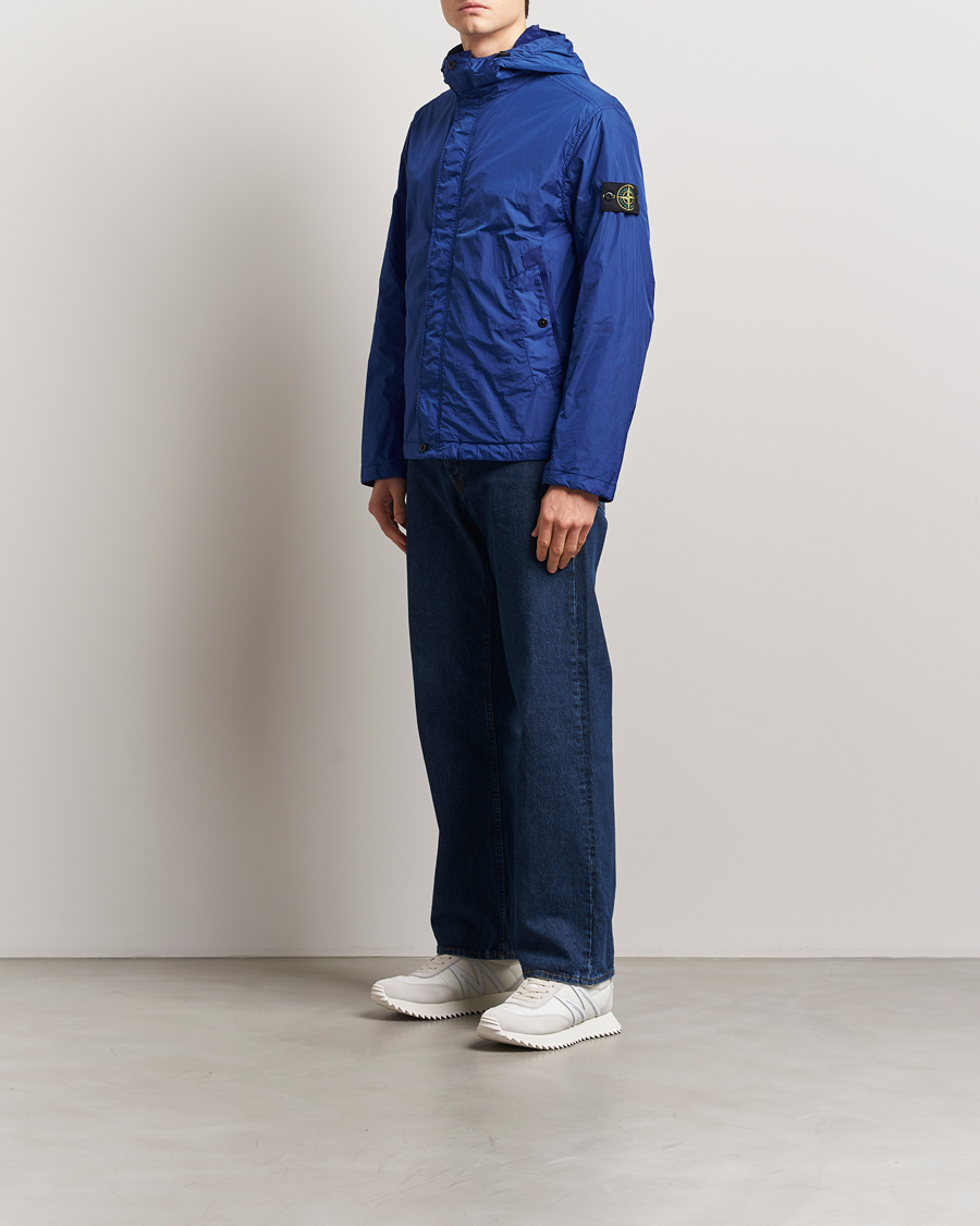 Homme | Manteaux Et Vestes | Stone Island | Crinkle Reps Hooded Jacket Bright Blue