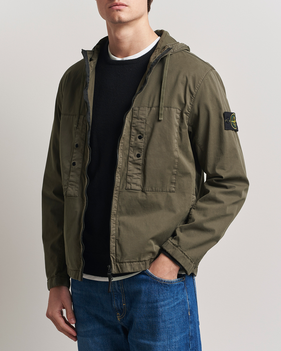 Homme | Manteaux Et Vestes | Stone Island | Supima Cotton Stretch Hooded Jacket Military Green