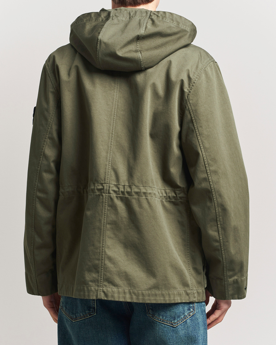 Homme | Manteaux Et Vestes | Stone Island | Raso Gommato 3L Cotton Hooded Field Jacket Military Green