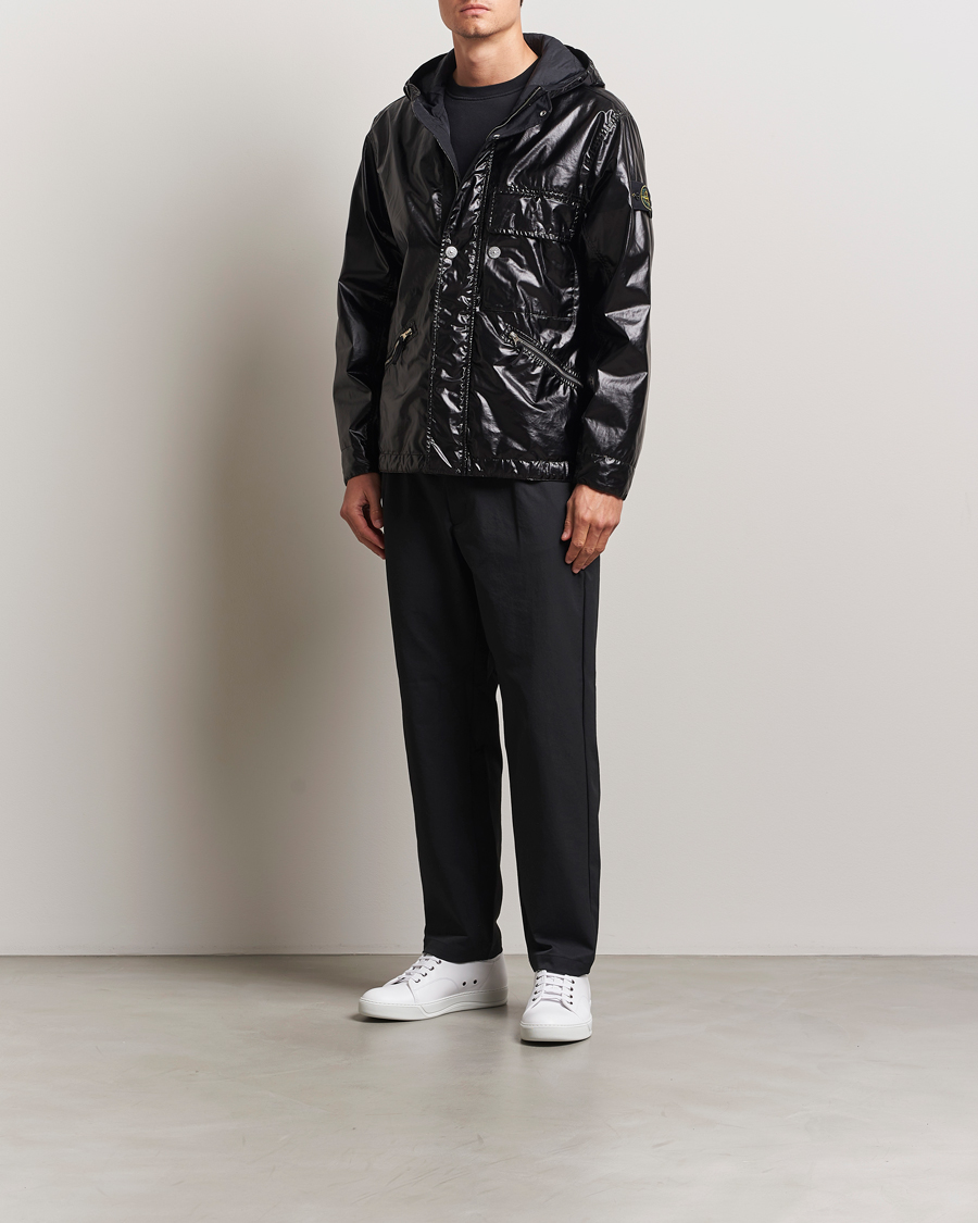 Homme | Manteaux Et Vestes | Stone Island | Mussola Gommata Hooded Jacket Black