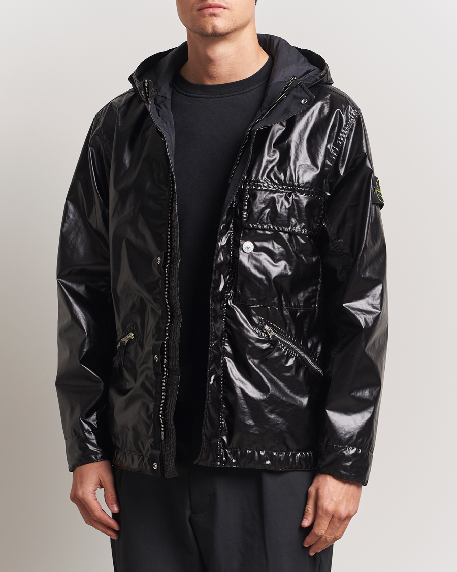 Homme | Manteaux Et Vestes | Stone Island | Mussola Gommata Hooded Jacket Black