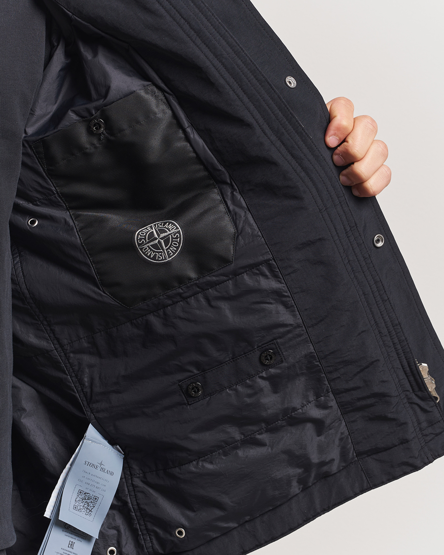 Homme | Manteaux Et Vestes | Stone Island | Mussola Gommata Hooded Jacket Black