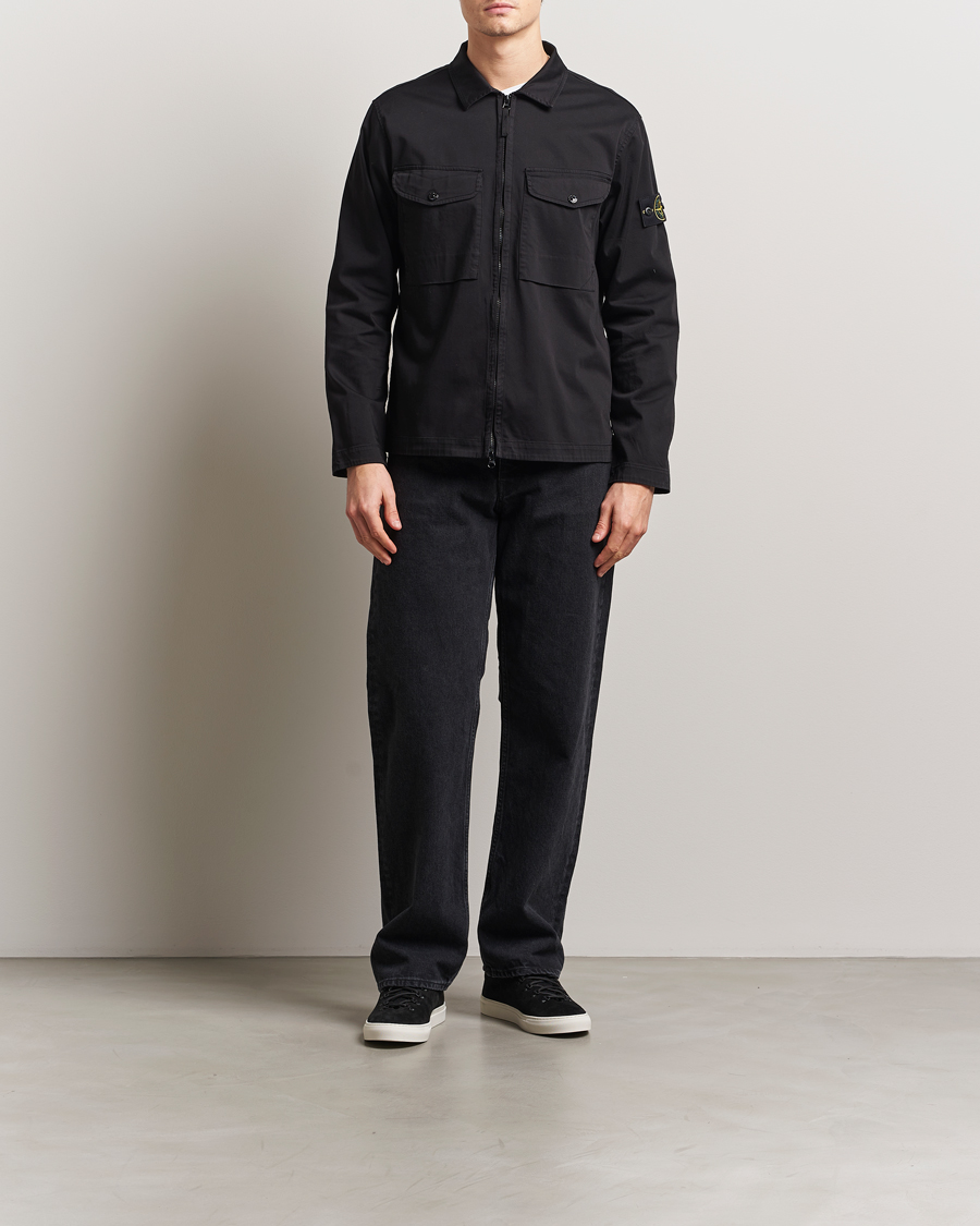 Homme | Chemises | Stone Island | Cotton Stretch Zip Overshirt Black