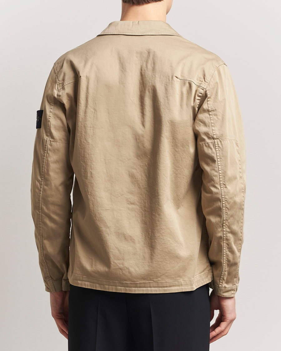 Homme | Chemises | Stone Island | Cotton Stretch Zip Overshirt Biscuit