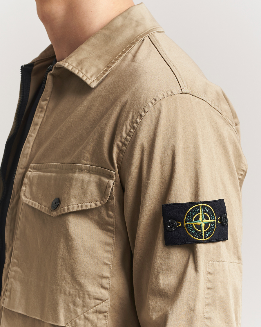 Homme | Chemises | Stone Island | Cotton Stretch Zip Overshirt Biscuit