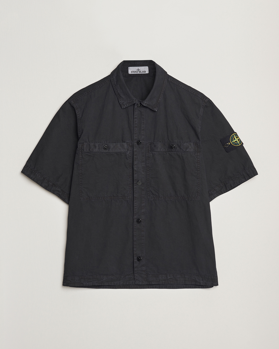 Homme | Chemises | Stone Island | Cotton Canvas Old Effect Short Sleeve Shirt Black