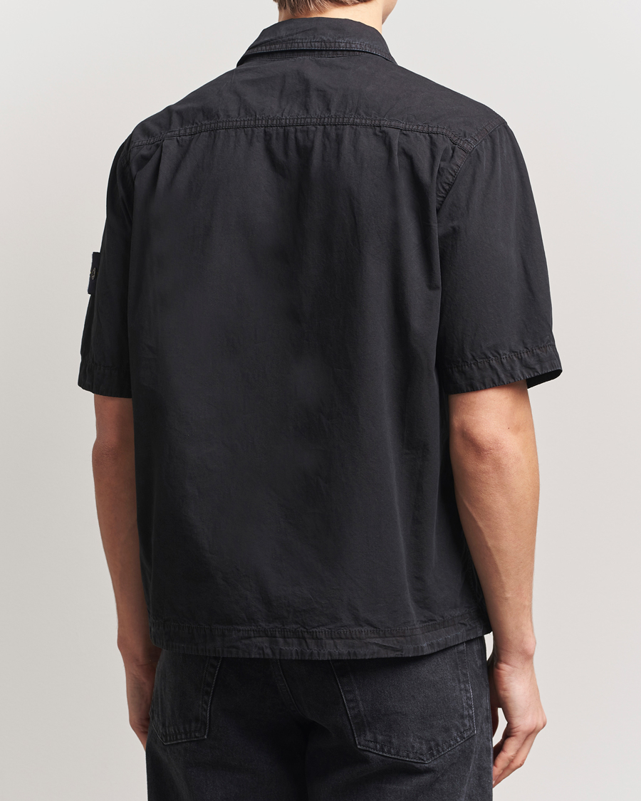 Homme | Chemises | Stone Island | Cotton Canvas Old Effect Short Sleeve Shirt Black