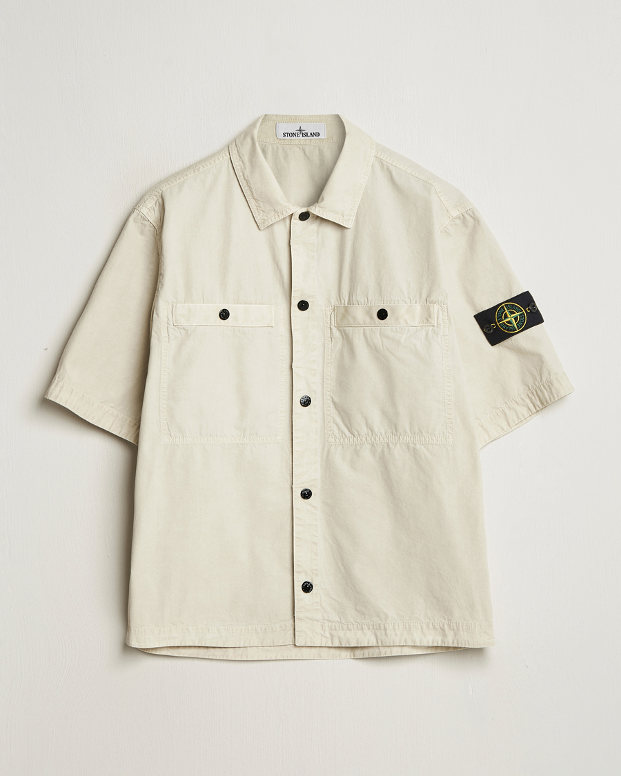 Homme | Chemises | Stone Island | Cotton Canvas Old Effect Short Sleeve Shirt Sand