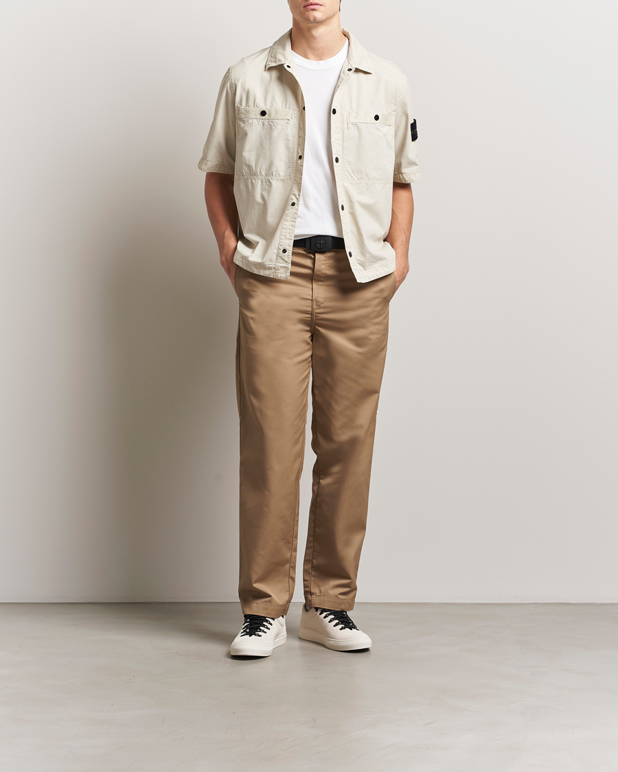 Homme | Chemises | Stone Island | Cotton Canvas Old Effect Short Sleeve Shirt Sand