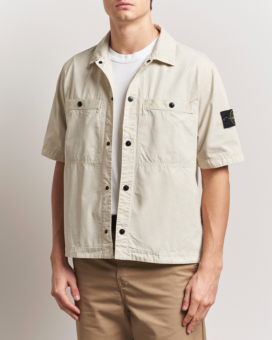 Homme | Chemises | Stone Island | Cotton Canvas Old Effect Short Sleeve Shirt Sand