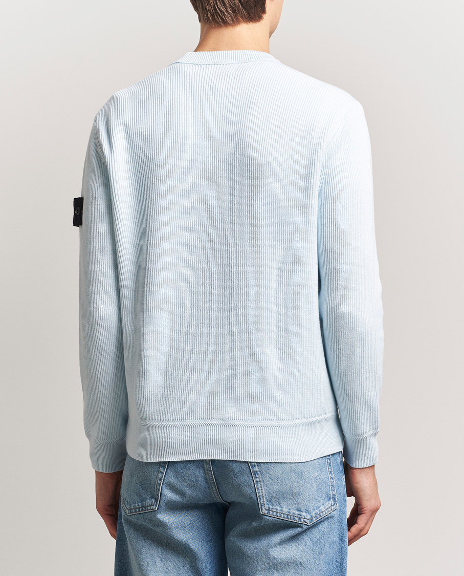 Homme | Pulls Et Tricots | Stone Island | Ribbed Soft Organic Cotton Crewneck Sky Blue