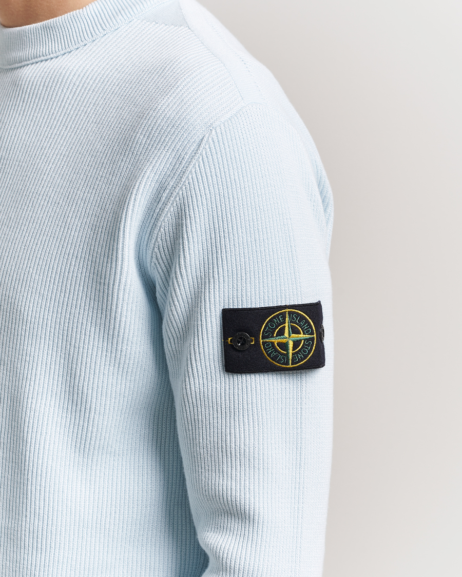 Homme | Pulls Et Tricots | Stone Island | Ribbed Soft Organic Cotton Crewneck Sky Blue