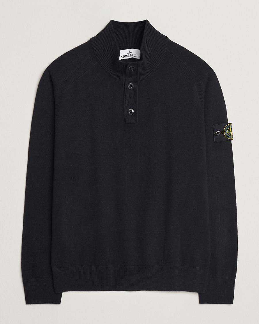 Homme | Pulls Et Tricots | Stone Island | Knitted Geelong Wool Half Button Zip Black
