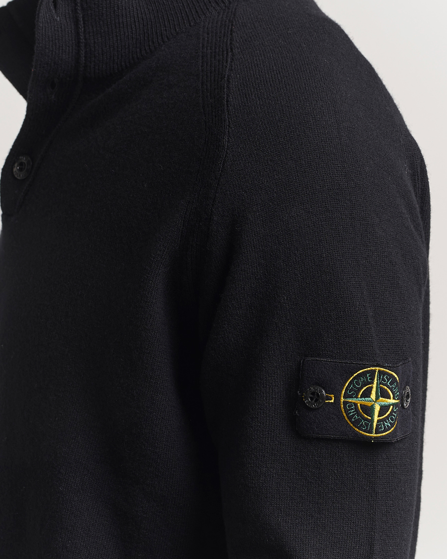 Homme | Pulls Et Tricots | Stone Island | Knitted Geelong Wool Half Button Zip Black