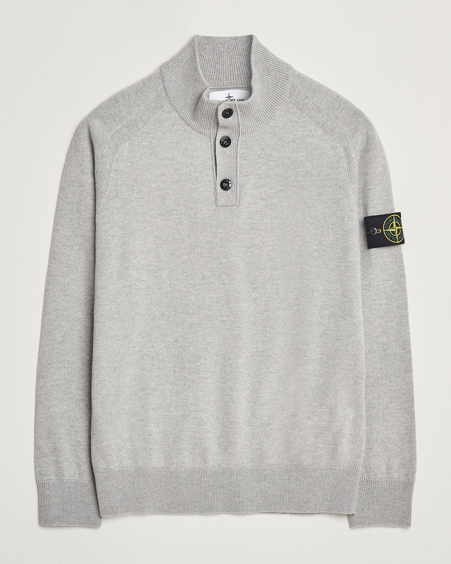 Homme | Pulls Et Tricots | Stone Island | Knitted Geelong Wool Half Button Zip Melange Grey