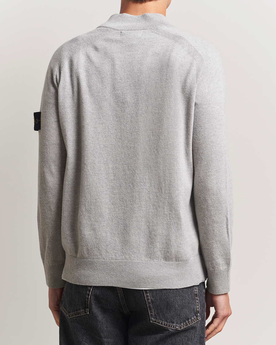 Homme | Pulls Et Tricots | Stone Island | Knitted Geelong Wool Half Button Zip Melange Grey