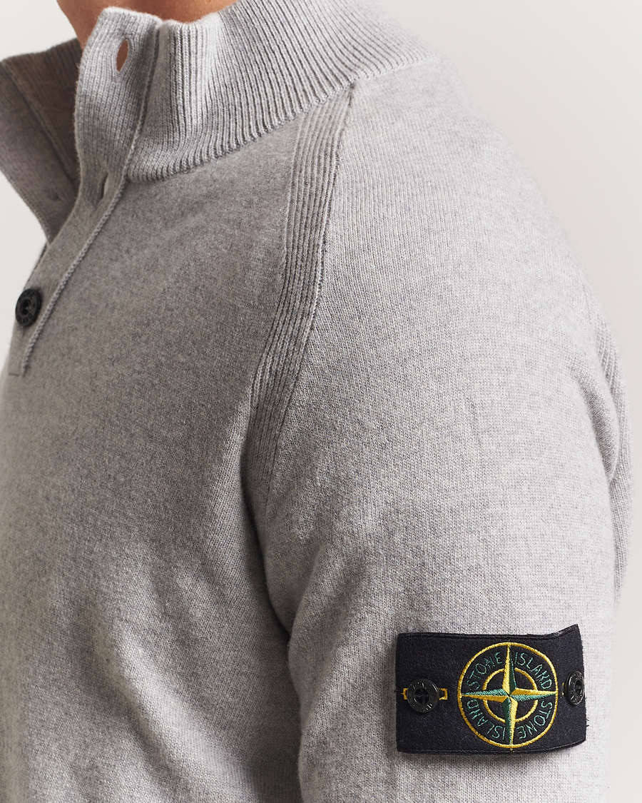 Homme | Pulls Et Tricots | Stone Island | Knitted Geelong Wool Half Button Zip Melange Grey