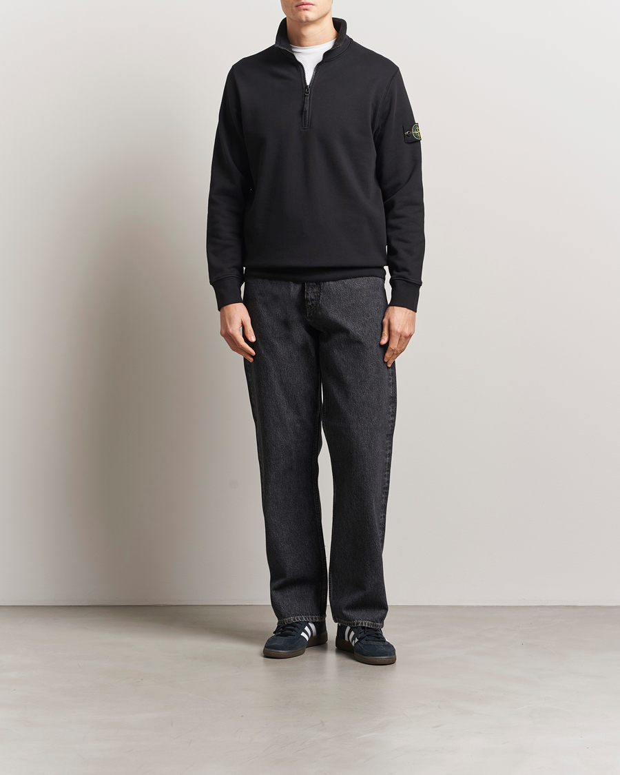Stone Island Garment Dyed Fleece Half Zip Black - Acheter Stone