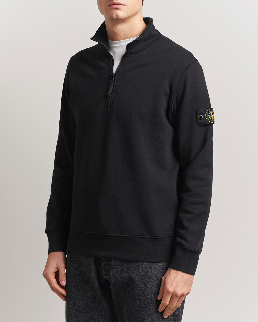 Stone Island Garment Dyed Fleece Half Zip Black - Acheter Stone