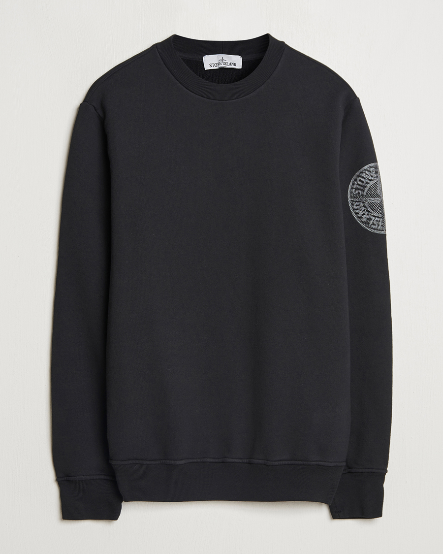 Homme | Pulls Et Tricots | Stone Island | Garment Dyed Fleece Sleeve Logo Sweatshirt Black