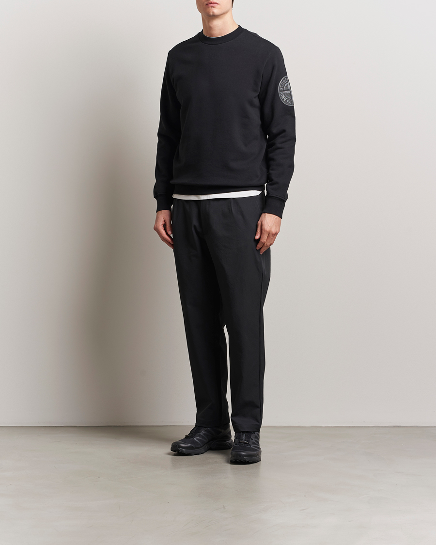 Homme | Pulls Et Tricots | Stone Island | Garment Dyed Fleece Sleeve Logo Sweatshirt Black