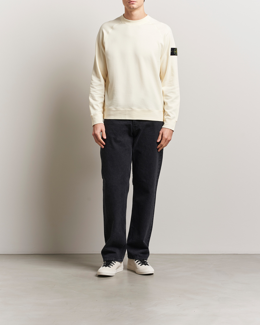 Homme | Pulls Et Tricots | Stone Island | Light Organic Cotton Fleece Sweatshirt Ivory