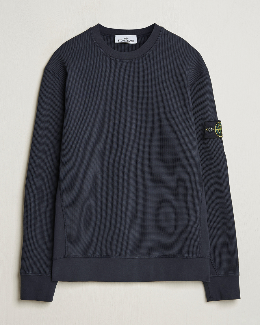 Homme | Pulls Et Tricots | Stone Island | Organic Cotton Waffle Fleece Sweatshirt Navy Blue