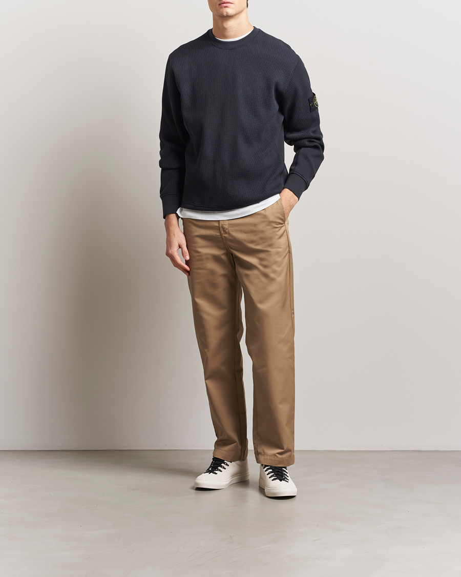 Homme | Pulls Et Tricots | Stone Island | Organic Cotton Waffle Fleece Sweatshirt Navy Blue