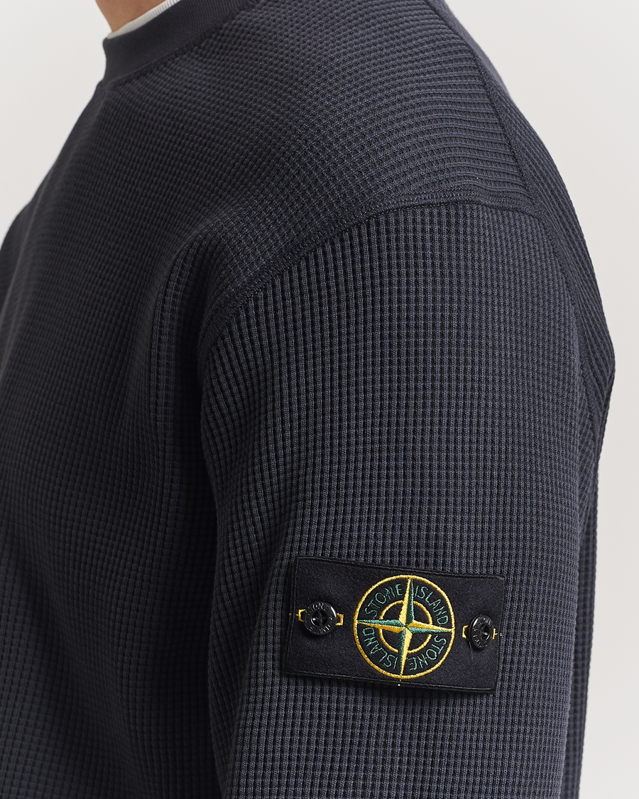 Homme | Pulls Et Tricots | Stone Island | Organic Cotton Waffle Fleece Sweatshirt Navy Blue