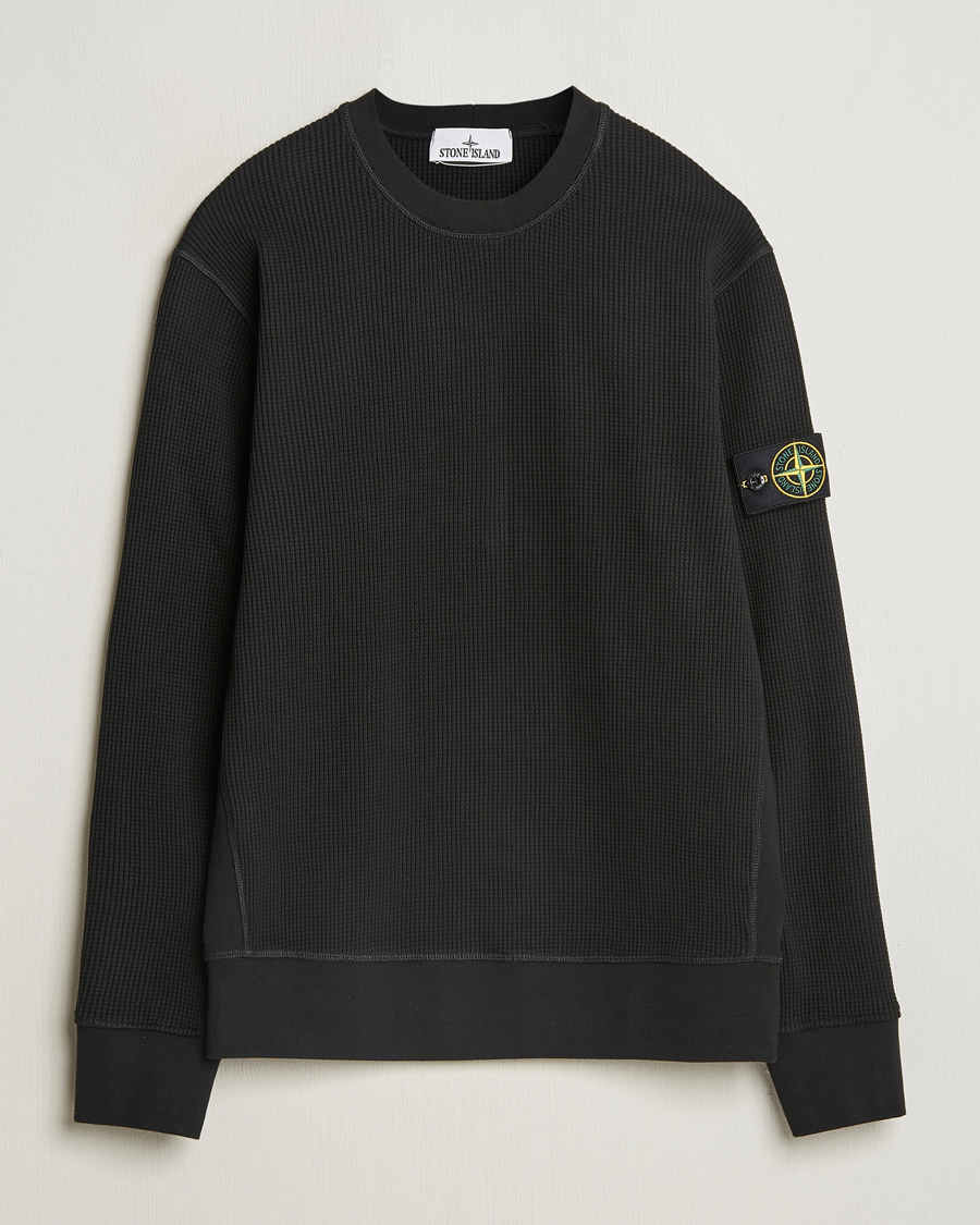 Homme | Pulls Et Tricots | Stone Island | Organic Cotton Waffle Fleece Sweatshirt Black