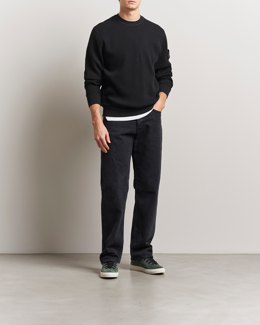 Homme | Pulls Et Tricots | Stone Island | Organic Cotton Waffle Fleece Sweatshirt Black