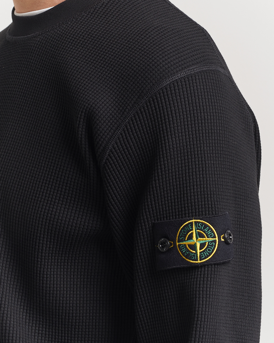 Homme | Pulls Et Tricots | Stone Island | Organic Cotton Waffle Fleece Sweatshirt Black