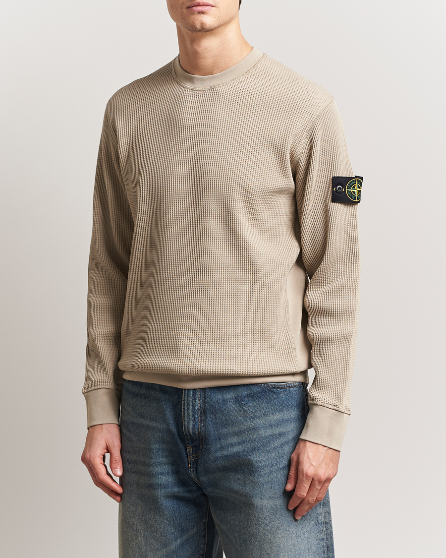 Homme | Pulls Et Tricots | Stone Island | Organic Cotton Waffle Fleece Sweatshirt Desert