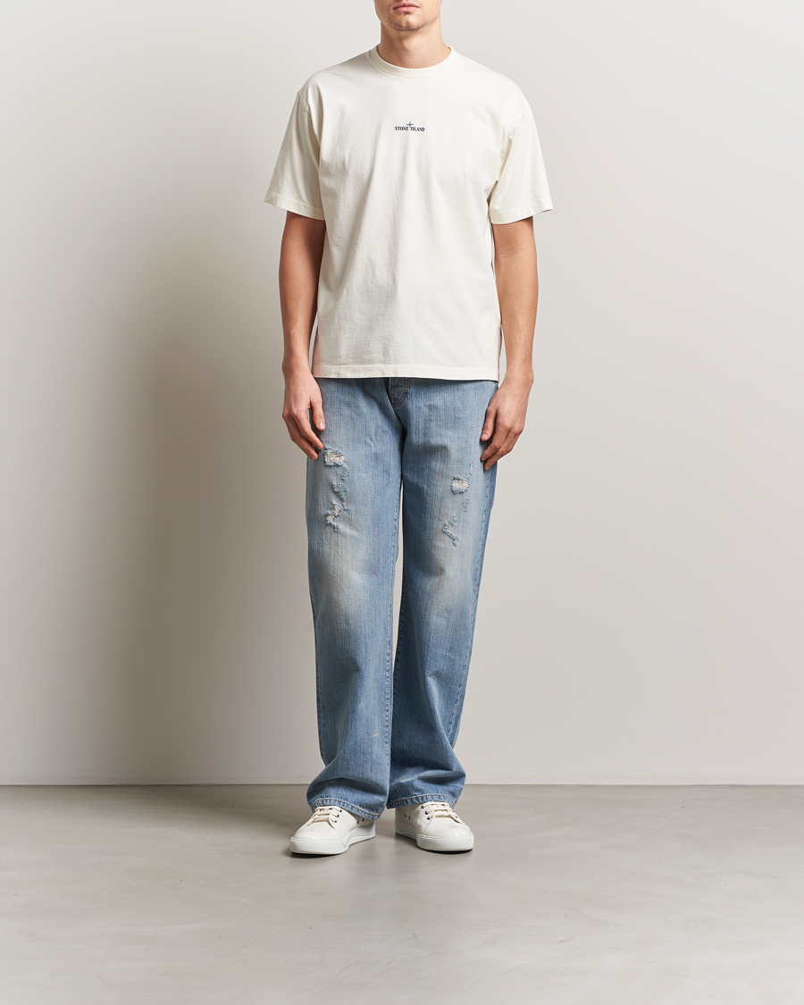 Homme | T-shirts | Stone Island | Compas Camo Backlogo T-Shirt Ivory