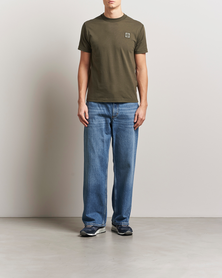 Homme | T-shirts | Stone Island | Organic Cotton Fissato Effect T-Shirt Military Green