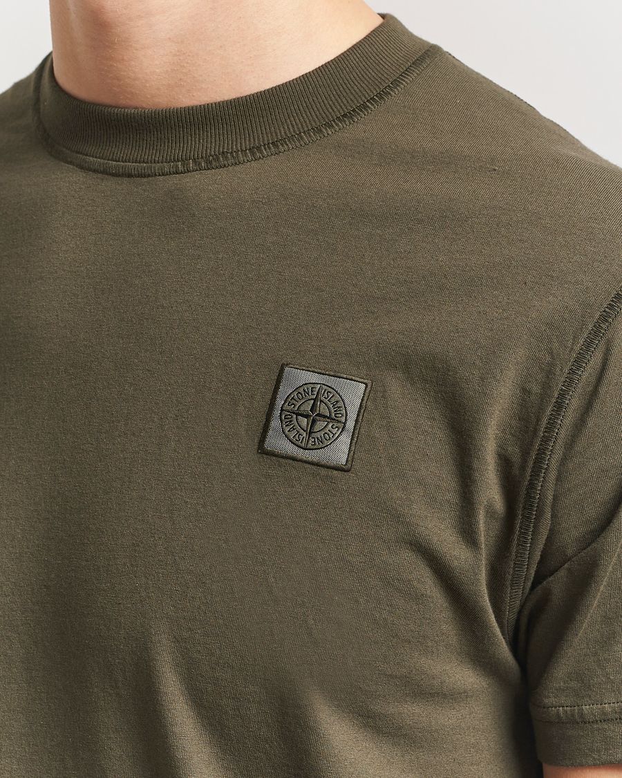 Homme | T-shirts | Stone Island | Organic Cotton Fissato Effect T-Shirt Military Green